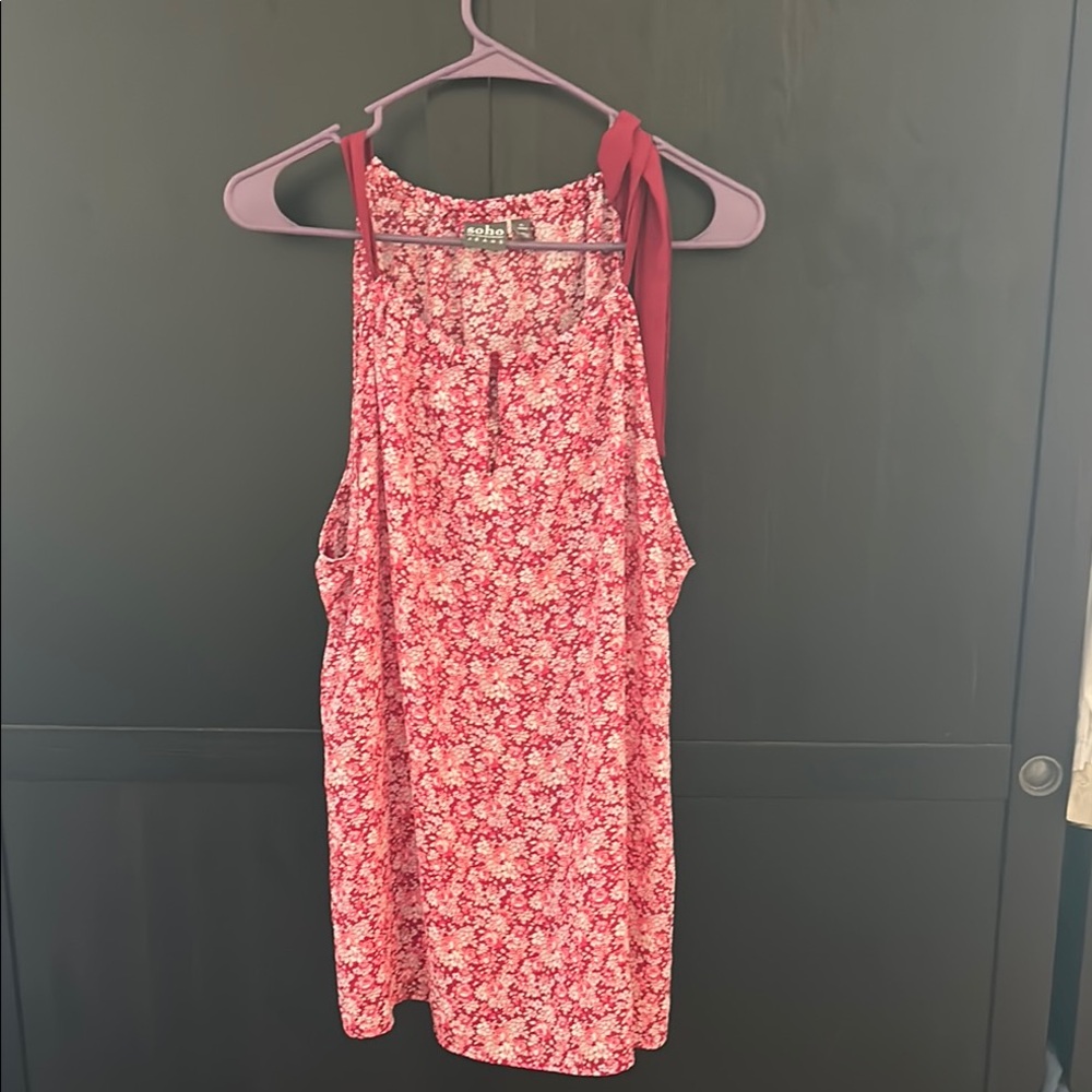 New York & Company Floral Skirt in Red and Pink